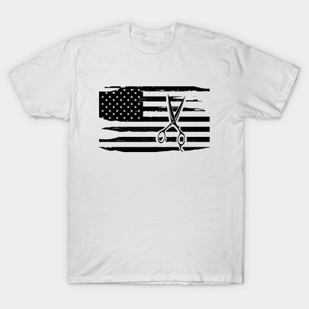 Hairstylist Hairdresser barber - Scissor in American Flag T-Shirt by KC Happy Shop